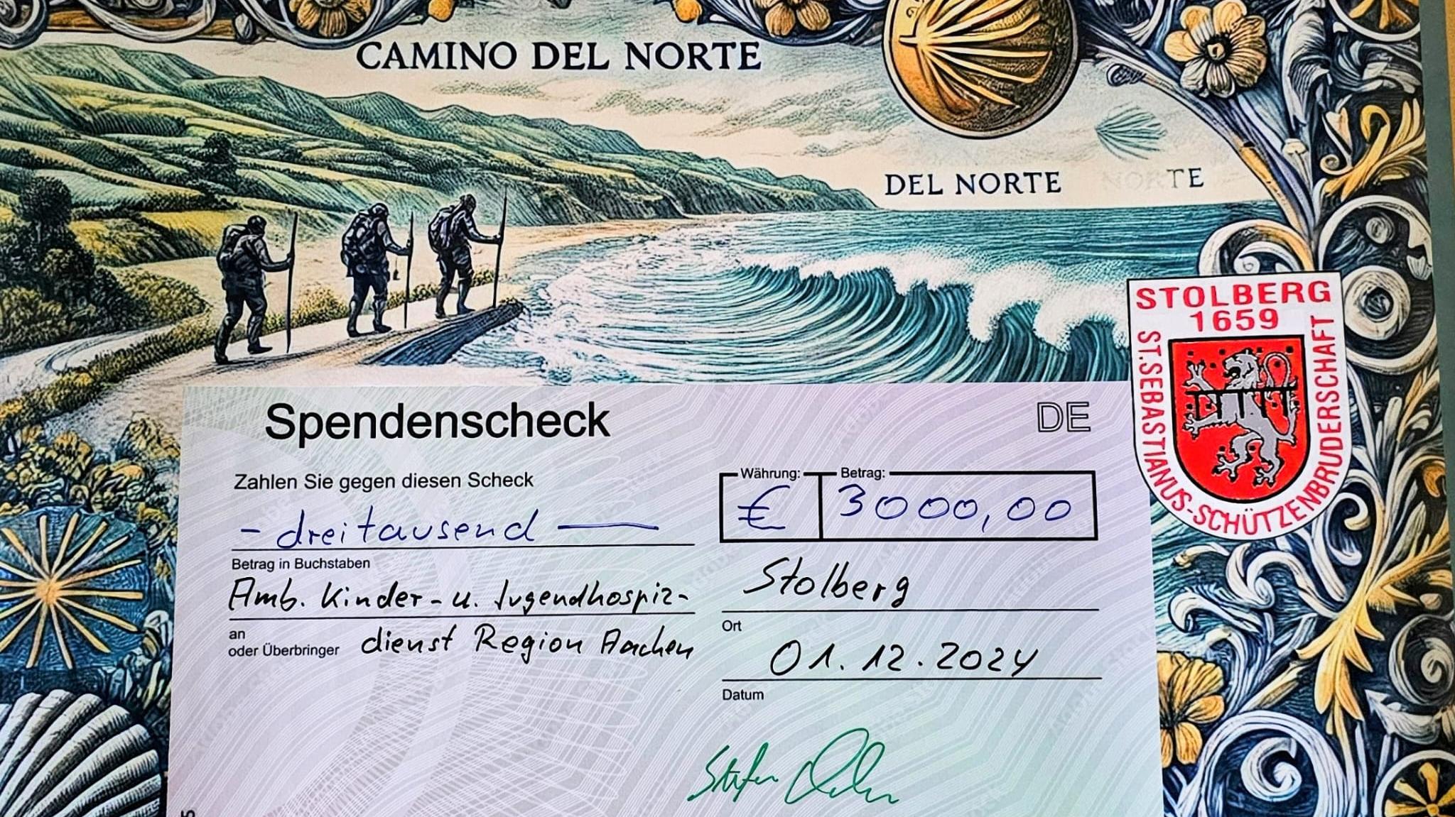Spendenscheck Sponsorenpilgern 2024