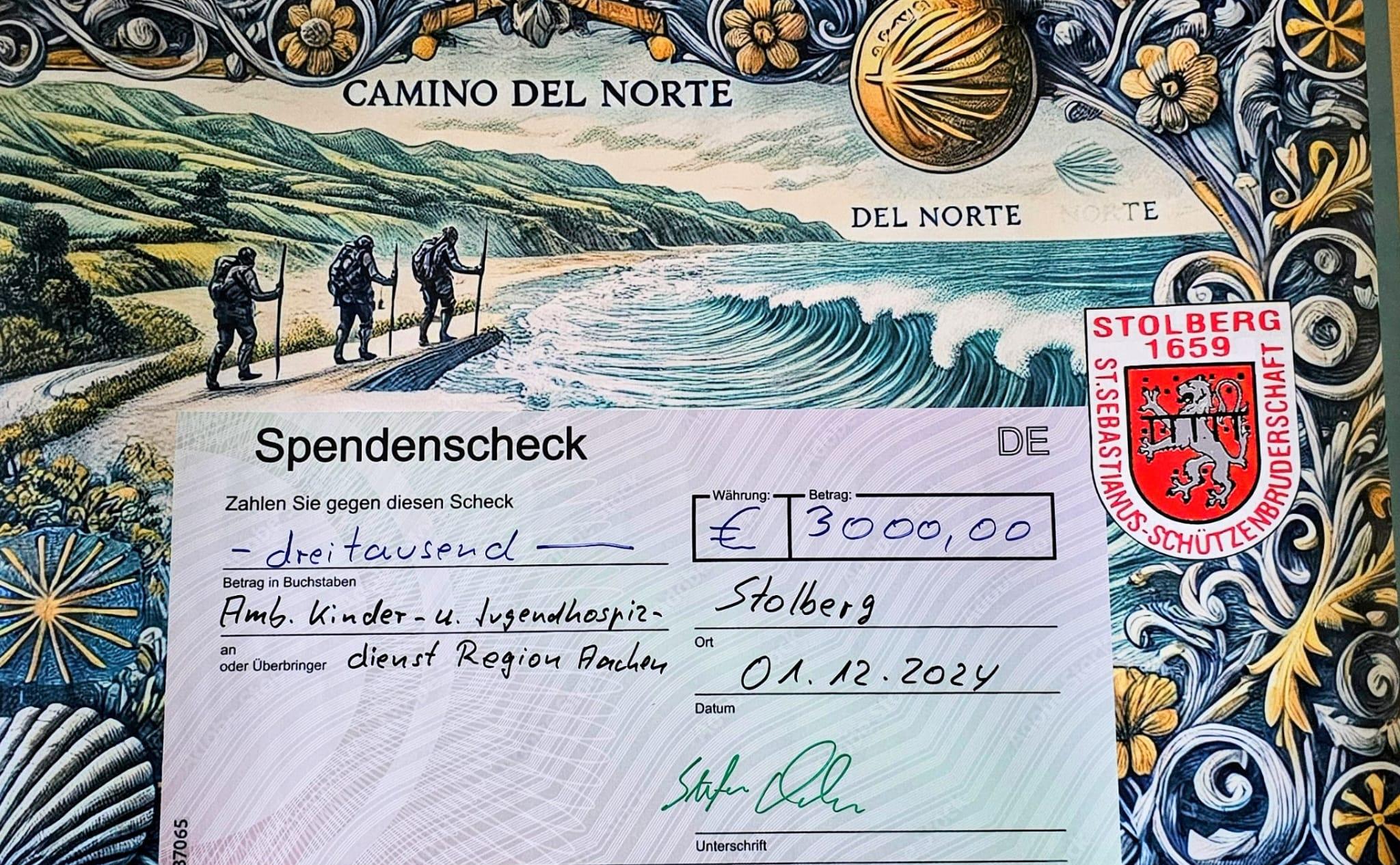 Spendenscheck Sponsorenpilgern 2024